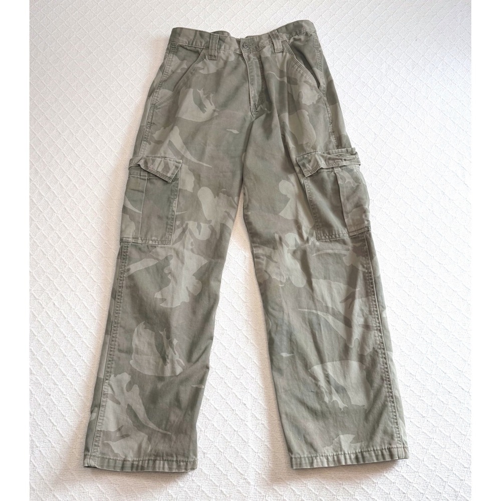 Wrangler Hero Mens Camo Cargo Pants Green 29x30 Cotton Straight Leg 70LEWCS